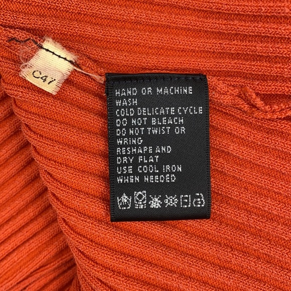 August Silk Knits Stretch Silk Blend Casual Orange Ribbed Knit Sweater - Picture 11 of 11